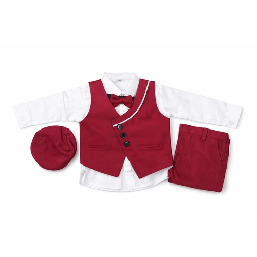 Baby Formal Dress (4 PCS) Suit (Red)-